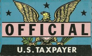 Official U s Taxpayer Vintage Self Stick Greeting Postcard VP 9269