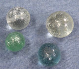 Antique Marbles Group of 4 Vintage Hand Made Mica Marbles
