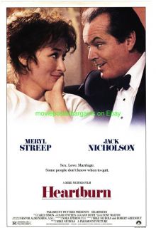 Heartburn Movie Poster Orig Jack Nicholson Meryl Streep
