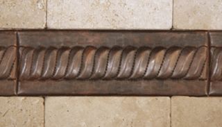 Rope Design Hammered Copper Tile Accent Liner for Backsplash