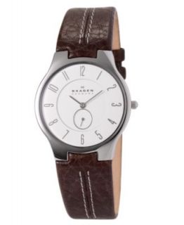 Skagen Denmark Watch, Mens Brown Leather Strap 331XLSL1   All Watches