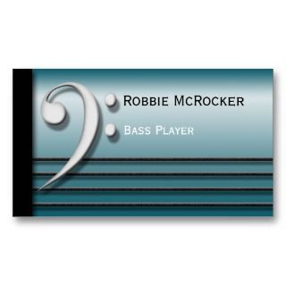 Bass Clef and Strings Blue Business Cards