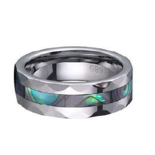 Envyj Tungsten Carbide Men Abalone Wedding Band Ring NV43A Size 9 10