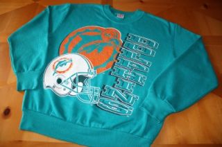 Vtg 90s Miami Dolphins Helmet Logo Crewneck Sweatshirt M Garan Made