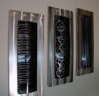 Modern Abstract Metal Wall Art Corporate Decor Sculpture Silver Black