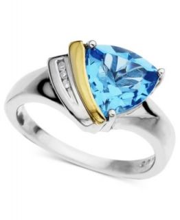 14k Gold and Sterling Silver Ring, Blue Topaz (3 ct. t.w.) and Diamond