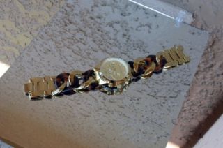 Michael Kors Faux Tortoise Twisted Bracelet Chronograph Watch MK4222