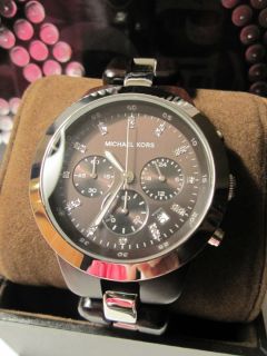 New Michael Kors Chronograph Watch MK5611 Black Wood $275