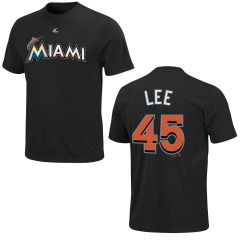 Miami Marlins Carlos Lee Black Name and Number Jersey Player T Shirt