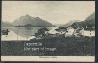 Norway Lofoten Digermulen Rotogravure 09 View of Town Harbor by