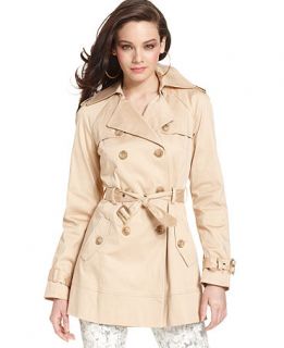 GUESS Jacket, Double Breasted Medium Weight Trench   Womens Jackets