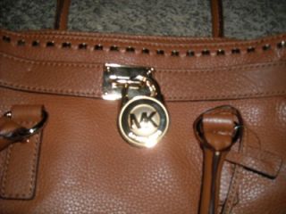 Michael Kors $378 Purse Handbag Hamilton Whipped Leather Bag Luggage