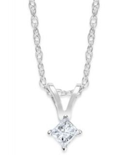 Diamond Necklace, 10k White Gold Princess Cut Diamond Pendant (1/10 ct