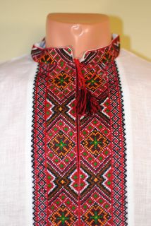 Ukrainian Hand Embroidery Man Vyshyvanka Linen Shirt Handmade Embroide