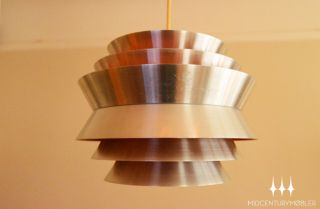 Danish Modern Tiered Stainless Steel Mid Century Pendant Light Eames