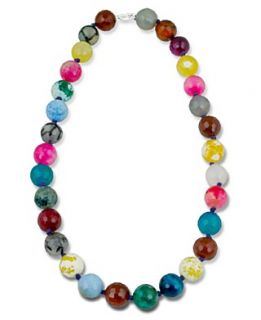 Avlonia Road Sterling Silver Necklace, Multicolor Fire Agate Graduated