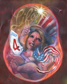 New Michele Bachmann Fourth July Patriotic US Flag Womb Baby Art