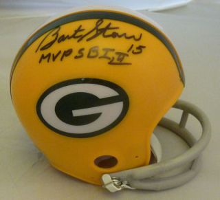 Bart Starr Autographed Green Bay Packers Mini Helmet w MVP SBI II