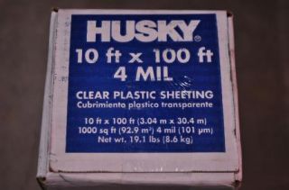 10 x 100 4 Mil Clear Husky Plastic Sheeting Poly Visqueen Painters
