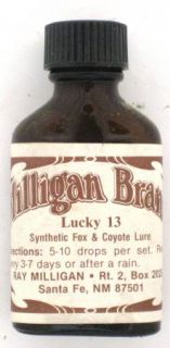 Milligan Brand Lure Lucky 13 Synthetic Fox Coyote Lure 1 Ounce