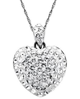 Kaleidoscope Sterling Silver Necklace, Crystal Heart Pendant with