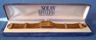 Nolan Miller Star Luster Bracelet Watch Wristwatch Vintage Goldtone