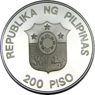Philippines 200 Piso 1987 Silver Proof WWF 25th Mindoro Buffalo