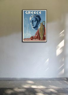 1950s Greece Springs Vintage Style Travel Poster 18x24