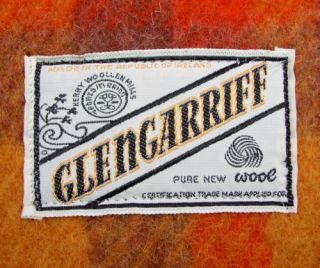 Kerry Woollen Mills Glengarriff Wool Blanket 58x72 Orange Plaid Lap