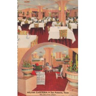 1937 Vintage Postcard Milam Cafeteria Restaurant San Antonio Texas TX