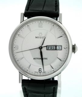 Milus Xephios New Day Date Stainless Steel Mens Watch