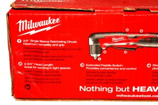New Milwaukee M12 Cordless 3 8 Right Angle Drill 2415 20 LED Light