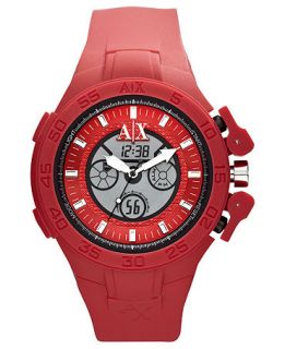 Armani Exchange Watch, Mens Analog Digital Red Silicone Strap