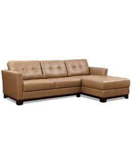 Martino Leather Chaise Sectional Sofa, 2 Piece (Apartment Sofa and