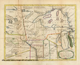 1767 Large Historic Map Indian Tribes of Midwest