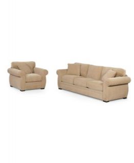 Devon Fabric Living Room Furniture, 3 Piece Set (Sofa, Loveseat and