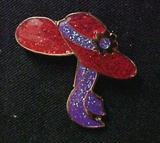 Red Hat Purple Society Sparkle Plume Lapel Pin Tac