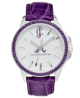 Juicy Couture Watch, Womens Jetsetter Purple Leather Strap 38mm