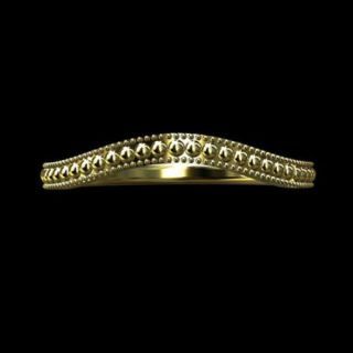 Solid 14k Yellow Gold Curved Milgrain Wedding Band Ring