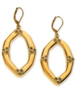 Tahari Earrings, 14k Gold Plated Black Crystal Oval Drop Earrings