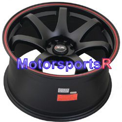 XXR 522 Flat Black Red Stripe Rims Wheels Concave Stance 4x100 +25 ET