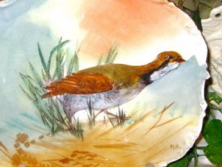 Limoges France Hand Painted Game Bird Plate Artist Signed Ken C 1890S
