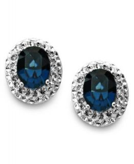 Kaleidsocope Sterling Silver Earrings, Blue Crystal Stud Earrings with