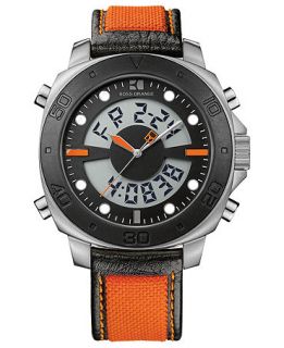 Hugo Boss Watch, Mens Analog Digital Orange and Black Fabric Strap