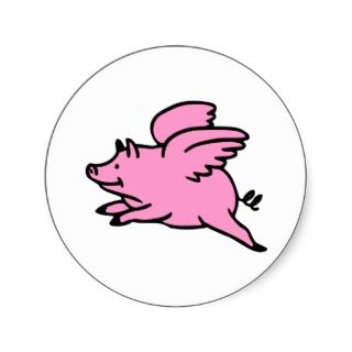 White Pink Flying Pig Sticker
