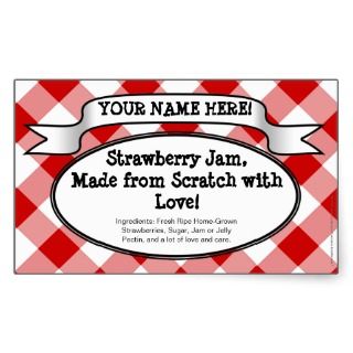 Personalized Canning Jar Label, Red Gingham Jelly Rectangle Sticker