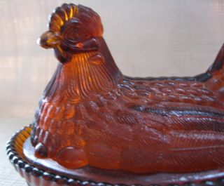 Westmoreland 5 Hen Chicken Glass on Basket Nest Covered Dish WSC Curl