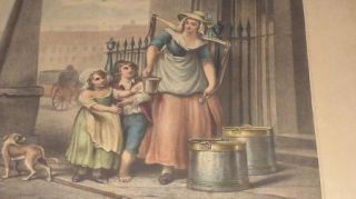 Hand Colored Engraving Milk Below Maids by Wheatley