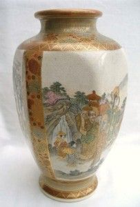Outstanding Large Signed Japanese Satsuma Hexagonal Vase