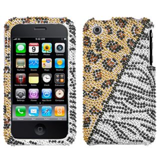 Apple iPhone 3G 3GS Rhinestone Hard Case Leopard Zebra Hottie